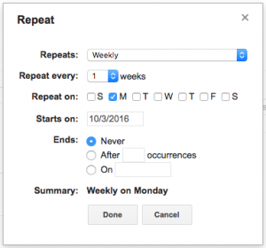 GCal repeat